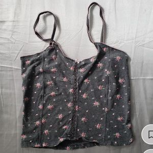 Vintage Rose Camisole w/Rose Print & Cutouts